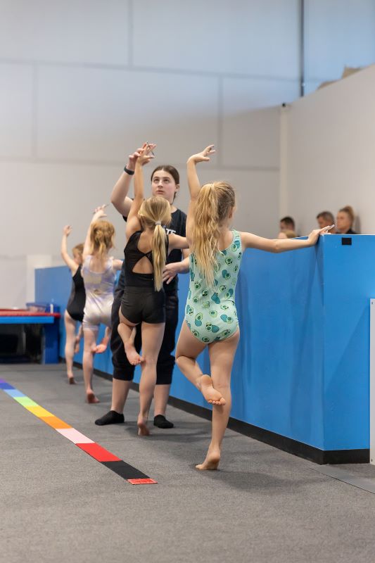artistry young gymnasts working on dancing form