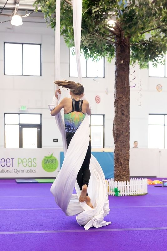 aerial silks spinning in the silks